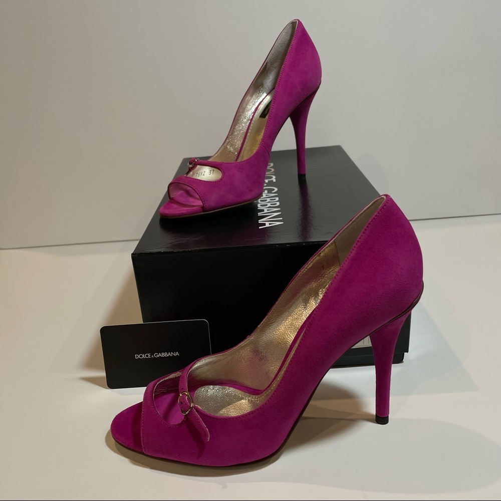 Dolce & Gabbana Fuchsia Mary Jane Peep Toe Pump NEW